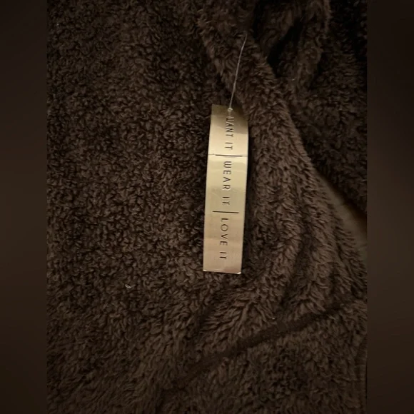 Almost Famous Cozy sherpa open front Cardigan Sweater brown size XL - Picture 4 of 5